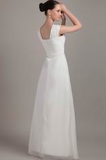 White Wide Straps Bridesmaid Dress