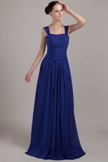 Square Neckline Bridesmaid Dress With Nany Blue Skirt