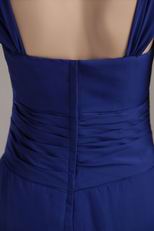 Square Neckline Bridesmaid Dress With Nany Blue Skirt