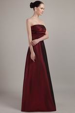 Pretty Burgundy Floor-length Taffeta Bridesmaid Dress