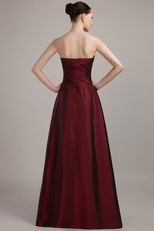 Pretty Burgundy Floor-length Taffeta Bridesmaid Dress