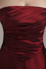 Pretty Burgundy Floor-length Taffeta Bridesmaid Dress