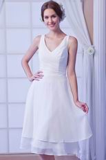 White Chiffon Girls Prefer V-Neck Bridesmaid Dress