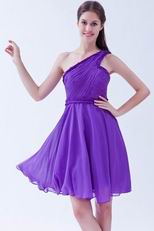 Puple Hot Sell Bridesmaid Dress With One Shoulder Skirt