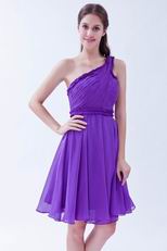 Puple Hot Sell Bridesmaid Dress With One Shoulder Skirt