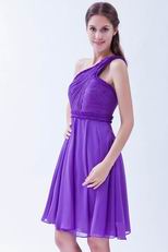 Puple Hot Sell Bridesmaid Dress With One Shoulder Skirt