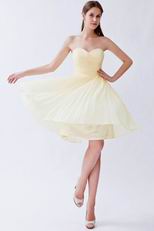 Sweetheart Light Yellow Mini Bridesmaid Dress Under 100