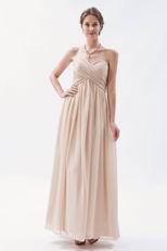 Sweetheart Floor Length Cream Chiffon Dress For Bridesmaid