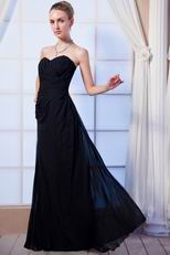 Affordable Black Long Chiffon Wedding Bridesmaid Dress