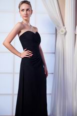 Affordable Black Long Chiffon Wedding Bridesmaid Dress