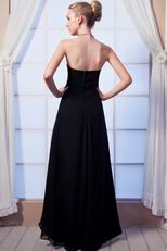 Affordable Black Long Chiffon Wedding Bridesmaid Dress