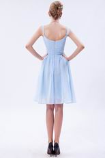 Square Baby Blue Short Bridesmaid Dress Under 100 Dollars