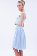 Square Baby Blue Short Bridesmaid Dress Under 100 Dollars