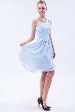 Square Baby Blue Short Bridesmaid Dress Under 100 Dollars