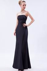 Inexpensive Strapless Black Taffeta Girls In Bridesmaid Dress