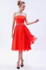 Wholesale Orange Red Bridesmaid Dress With Sash