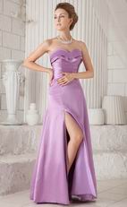 Lilac Strapless Floor-length Bridesmaid Dress Side Split