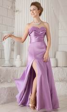 Lilac Strapless Floor-length Bridesmaid Dress Side Split