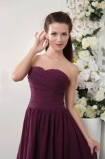 Purple Sweetheart Tea-length Chiffon Bridesmaid Dress