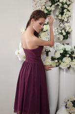 Purple Sweetheart Tea-length Chiffon Bridesmaid Dress