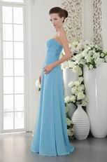 Strapless Floor-length Light Blue Chiffon Bridesmaid Dress