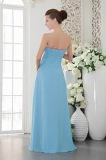 Strapless Floor-length Light Blue Chiffon Bridesmaid Dress