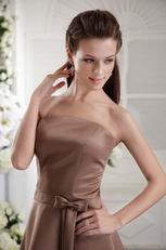 Strapless Knee-length Chocolate Bowknot Bridesmaid Dress