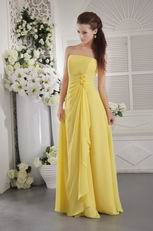 Strapless Long Bridesmaid Dress With Side Hand Made Flowers