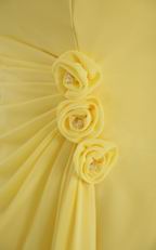Strapless Long Bridesmaid Dress With Side Hand Made Flowers