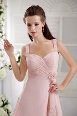 Dress Like Princess Straps Pink Chiffon Bridesmaid Dress