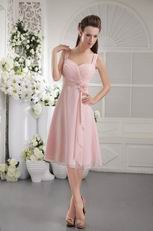 Dress Like Princess Straps Pink Chiffon Bridesmaid Dress