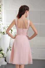 Dress Like Princess Straps Pink Chiffon Bridesmaid Dress