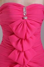 Hot Pink Strapless Mini-length Chiffon Dress Bridesmaid