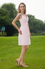 V-neck Pink Chiffon Girl Bridesmaid Dress For 2014 Wedding