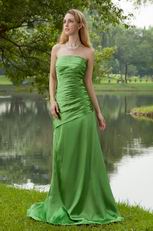 Fresh Green Strapless Taffeta Wedding Bridesmaid Dress