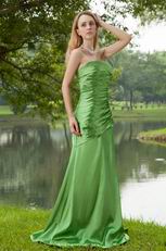 Fresh Green Strapless Taffeta Wedding Bridesmaid Dress