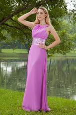 Scoop Bateau Lilac Chiffon Fashion Long Bridesmaid Dress