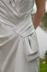 Grey Strapless Mini-length Pleated Bridesmaid Dress Sale