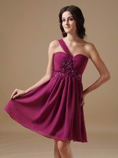 Plum One Shoulder Bridesmaid Dress For 2014 Wedding