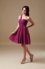 Plum One Shoulder Bridesmaid Dress For 2014 Wedding