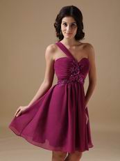 Plum One Shoulder Bridesmaid Dress For 2014 Wedding