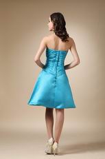 A-line Strapless Knee-length Sky Blue Girls Bridesmaid Dress