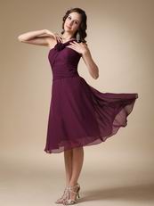 Purple Halter Skirt Bridesmaid Dress For Beach Wedding