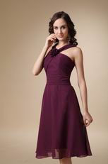 Purple Halter Skirt Bridesmaid Dress For Beach Wedding