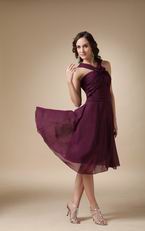 Purple Halter Skirt Bridesmaid Dress For Beach Wedding