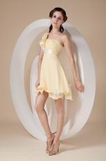 Daffodil Chiffon One Shoulder Neck Bridesmaid Dress