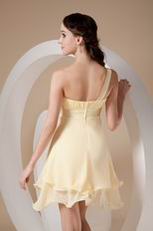 Daffodil Chiffon One Shoulder Neck Bridesmaid Dress