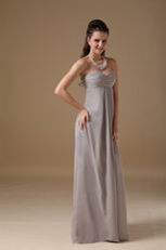 Grey Long Chiffon Skirt Bridesmaid Dress Under $100