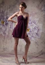 V-Shaped Strapless Purple Short Bridesmaid Dress Cheap