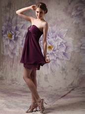 V-Shaped Strapless Purple Short Bridesmaid Dress Cheap